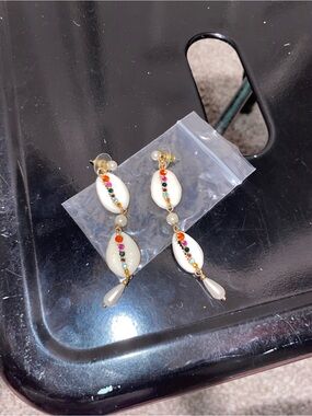 Rainbow Jewel Shelled Dangle Earrings